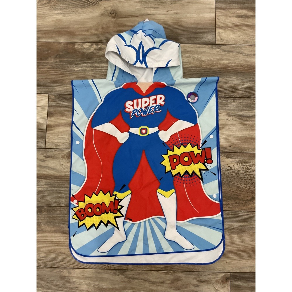 Beachtech Kids Super Power Hooded Beach Towel UV Indicator Blue